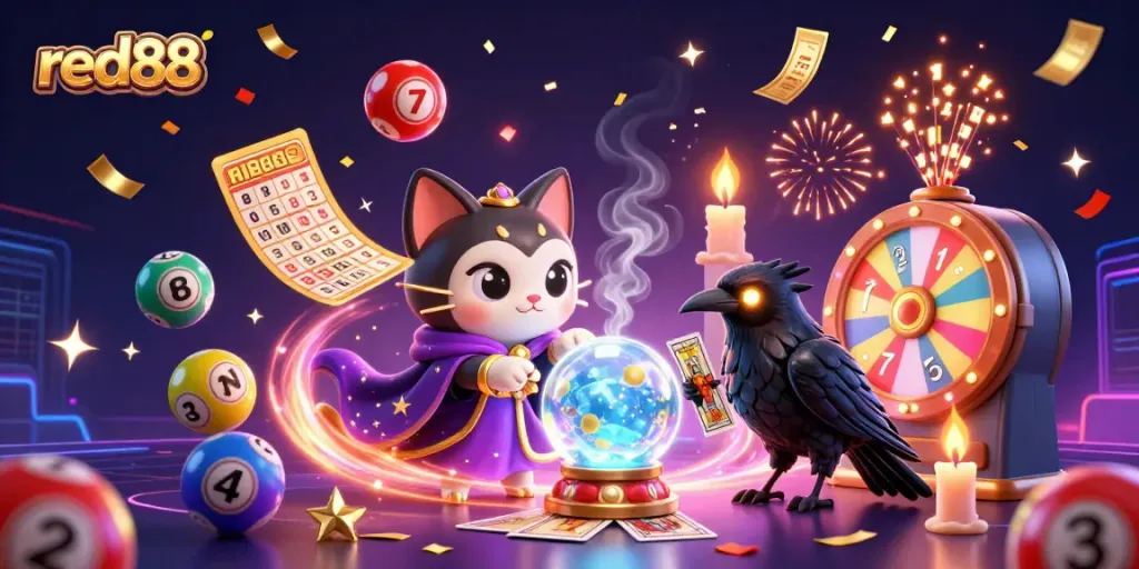 Play thrilling games at red88 as vibrant lottery balls bounce and fortune tellers conjure excitement.