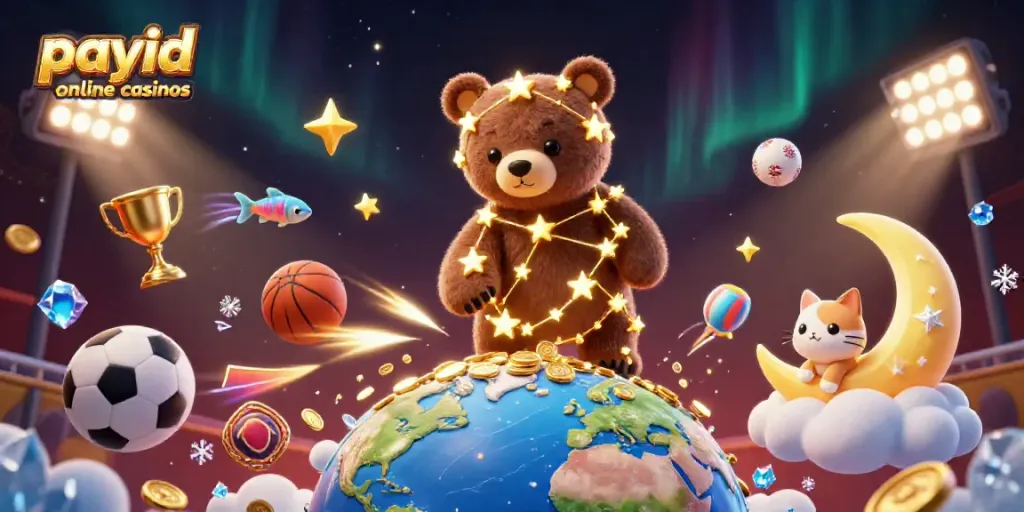Experience the excitement of payid online casinos with a vibrant 3D casino scene featuring whimsical characters.